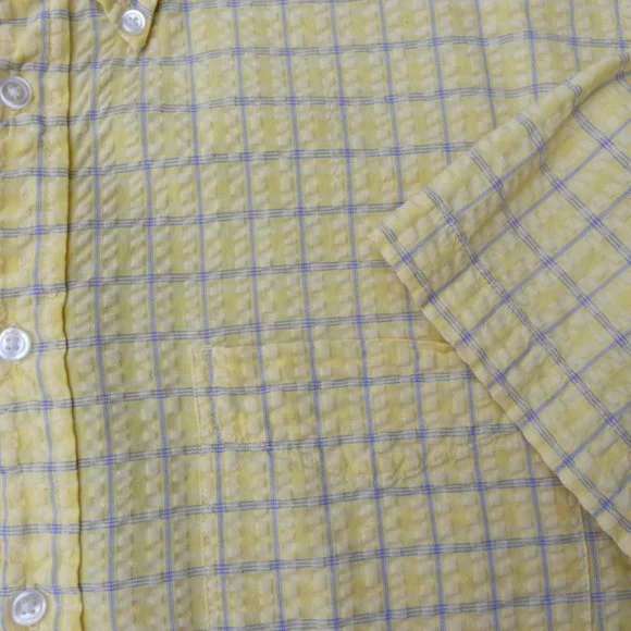 IZOD Men's Short Sleeve 100% Cotton Button Down Summer Shirt Plaid Size L - Picture 2 of 5